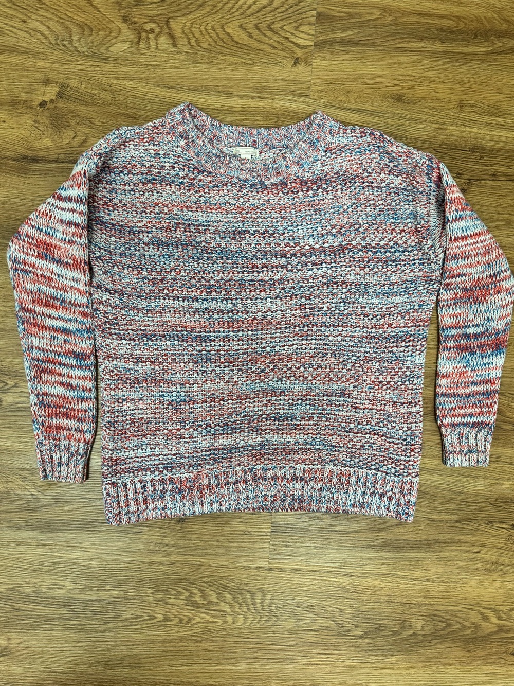 GAP Multicolored Marled Crewneck Sweater — Red, Blue & White